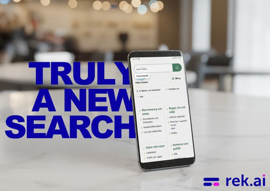 Bild på en mobiltelefon som surfar på en webbplats som använder rek.ai